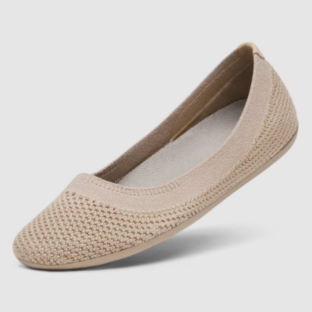 Allbirds Flat Knit Ballet Flats Tree Breezers Beige Slip On Loafers‎ Size 6.5
